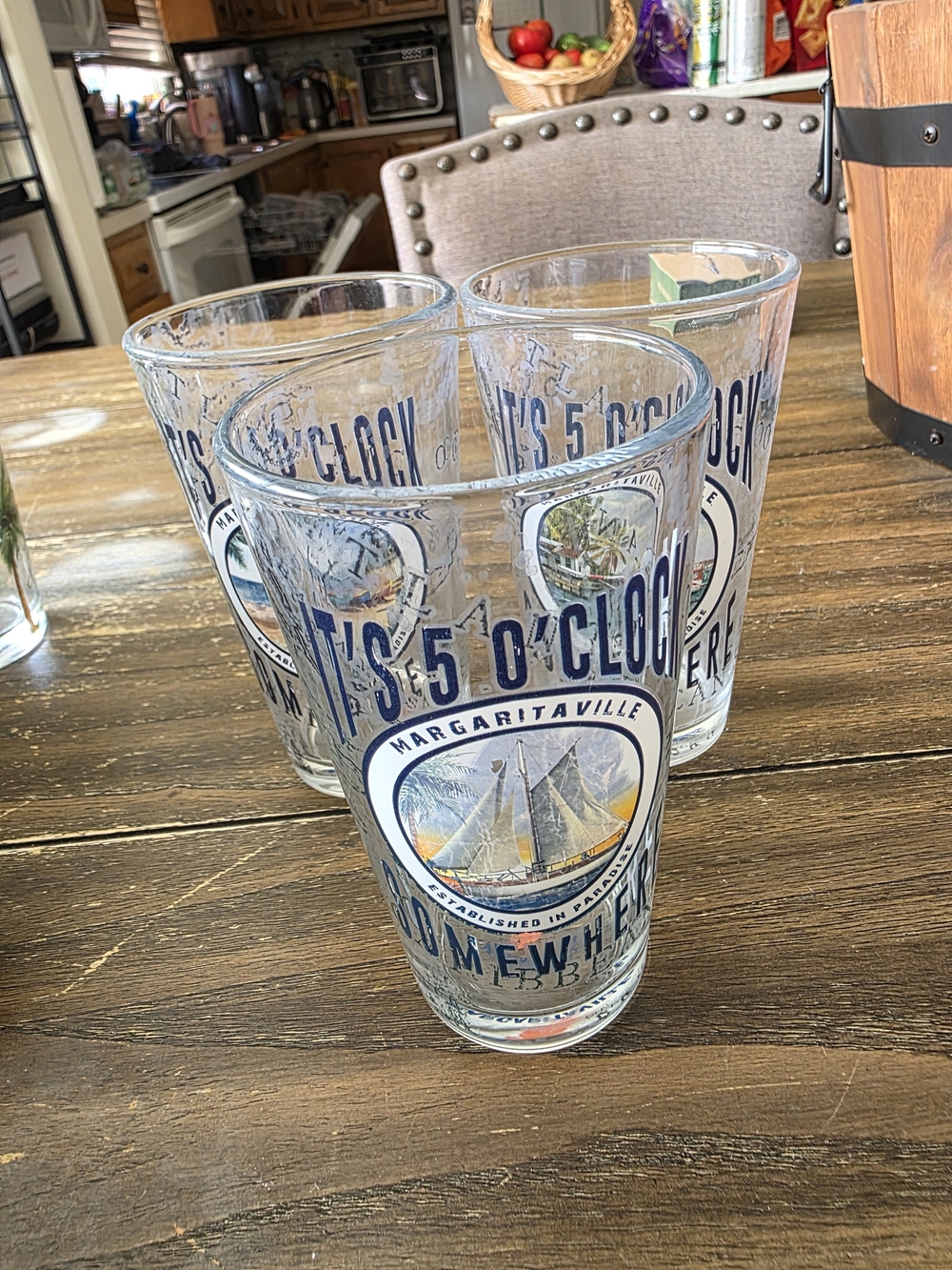 Margaritaville "It's 5 O'Clock Somewhere" Clear Pint Glasses - Set of 3